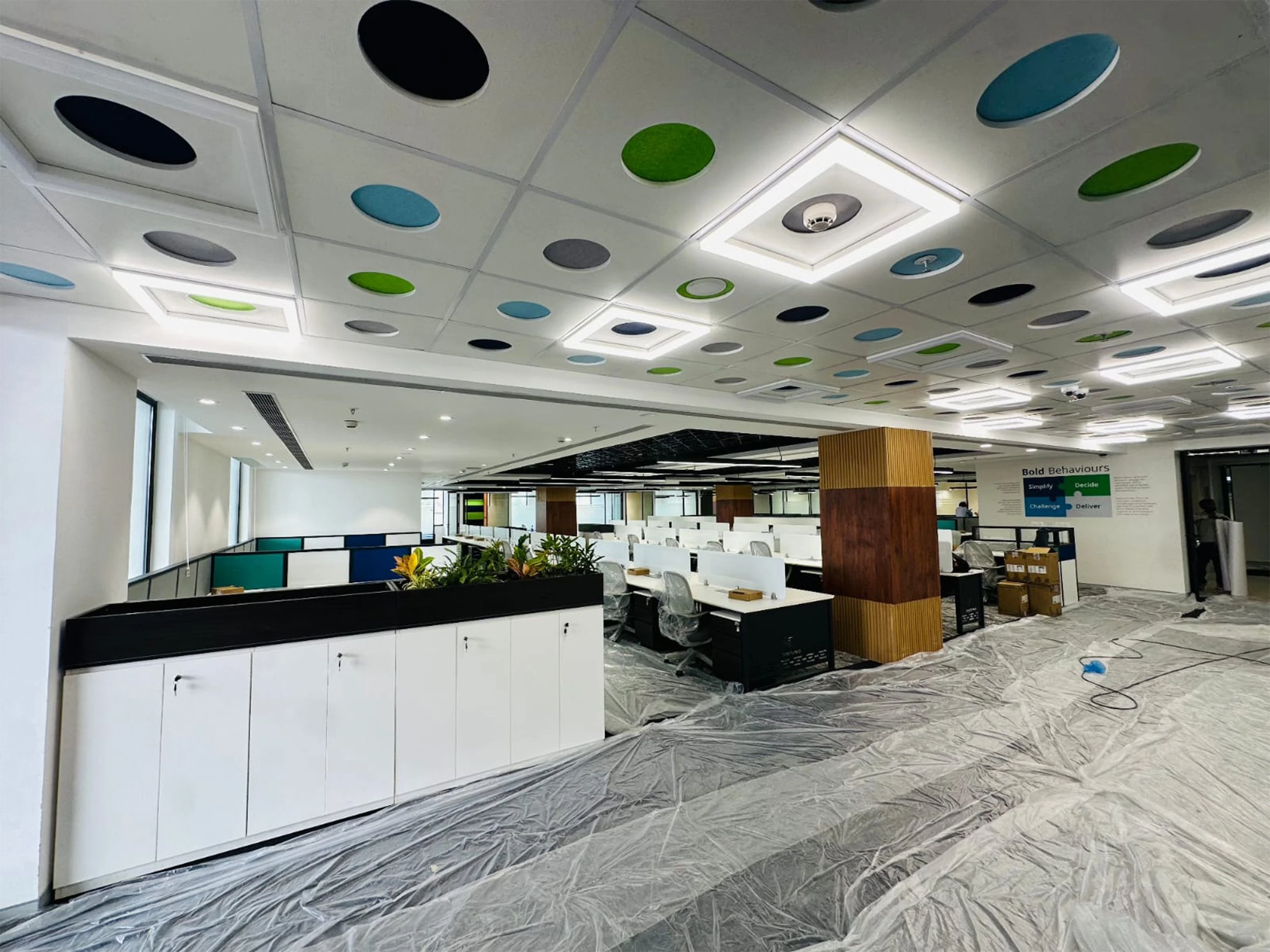 Low storage units along an open office floor